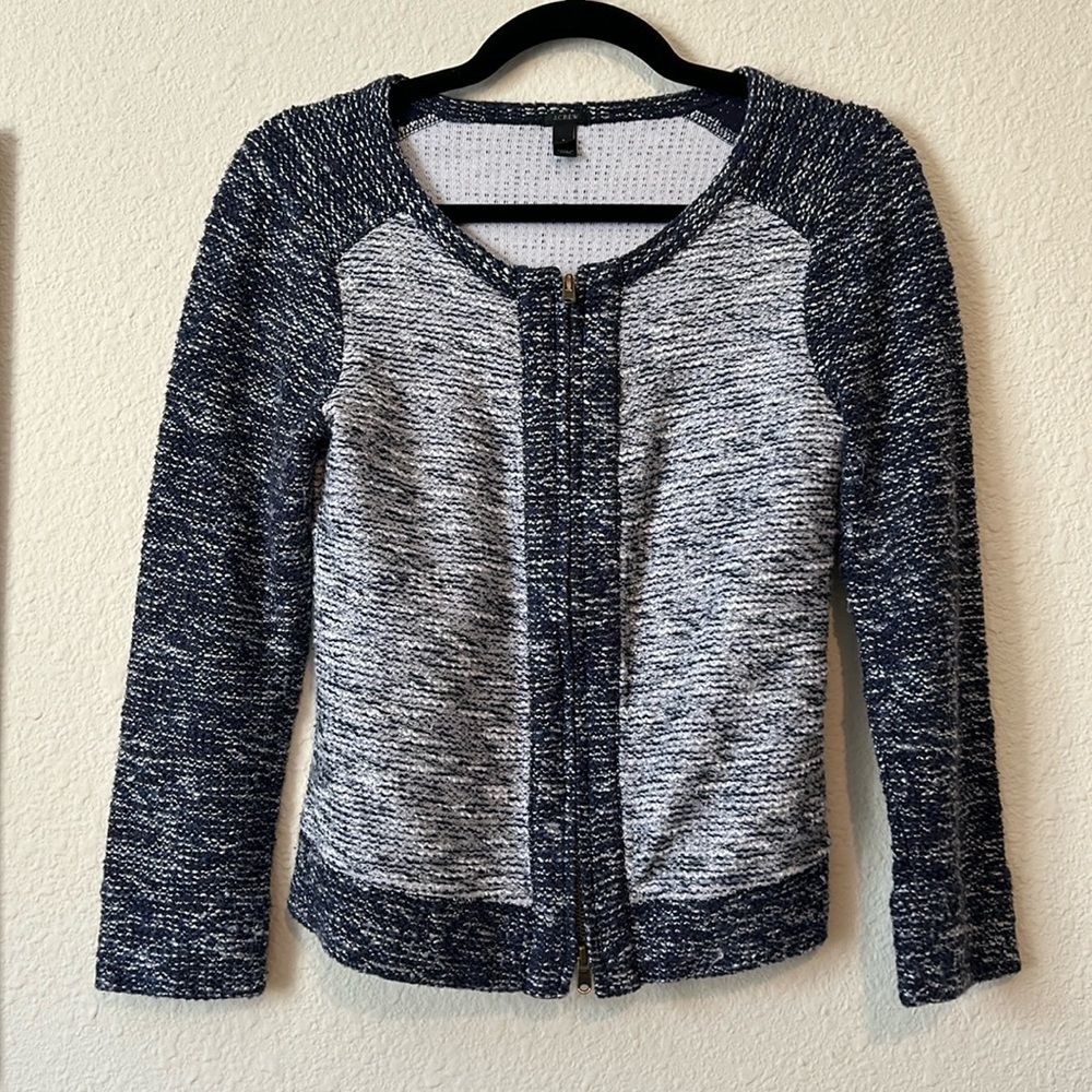 ✅J. Crew double-zip tweed jacket